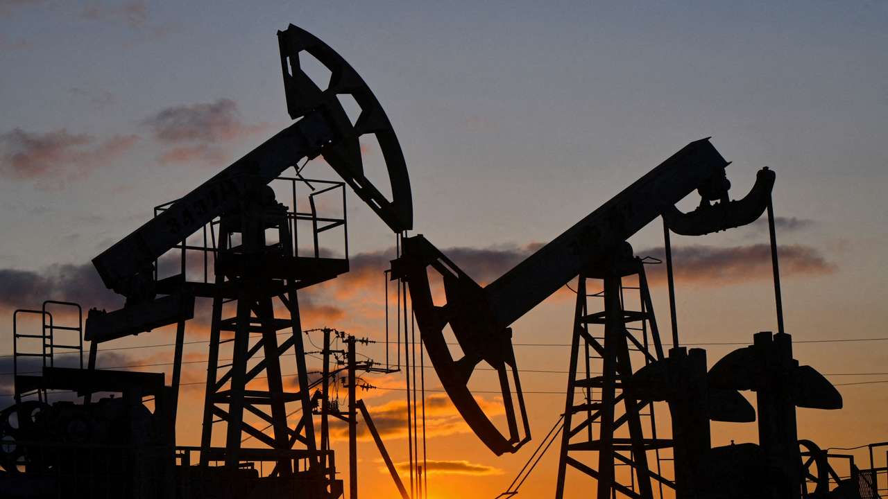 FILE PHOTO: A view shows oil pump jacks outside Almetyevsk