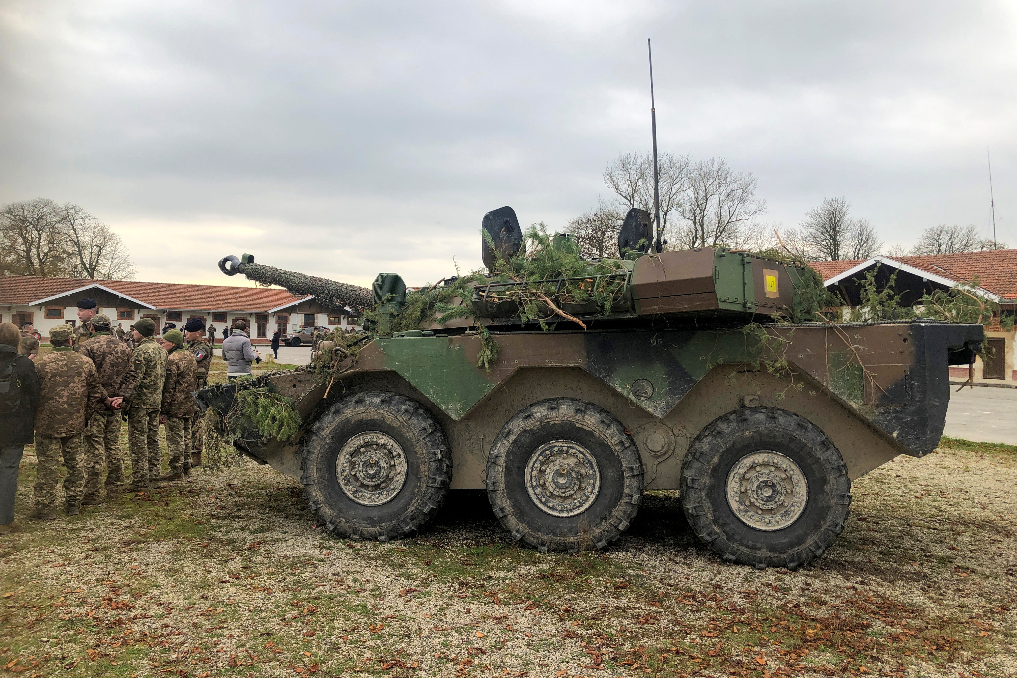 A training session involving Ukrainian conscripts and veterans