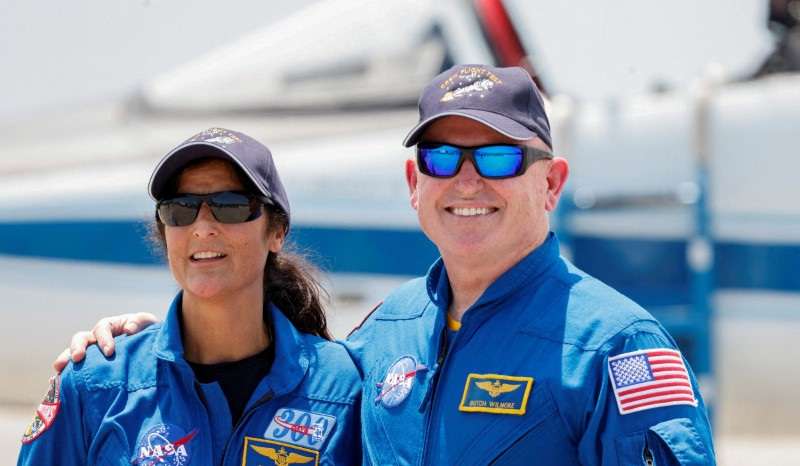 FILE PHOTO: NASA astronauts arrive ahead of the launch of Boeing's Starliner-1 Crew Flight Test (CFT) in Cape Canaveral