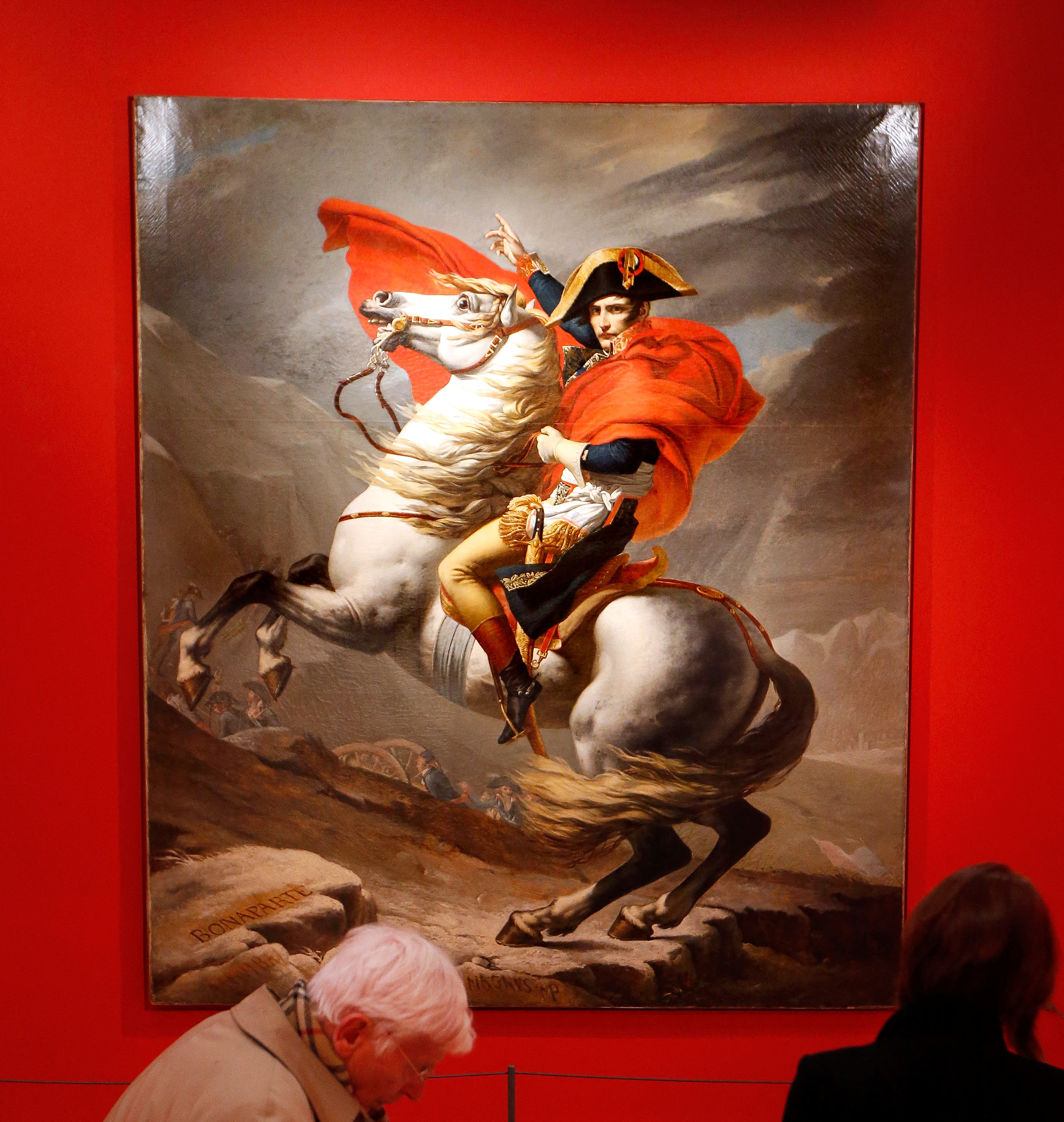 Jacques-Louis David's painting "Le Premier Consul franchissant le Grand-Saint-Bernard" at Musee de l'Armee in Paris