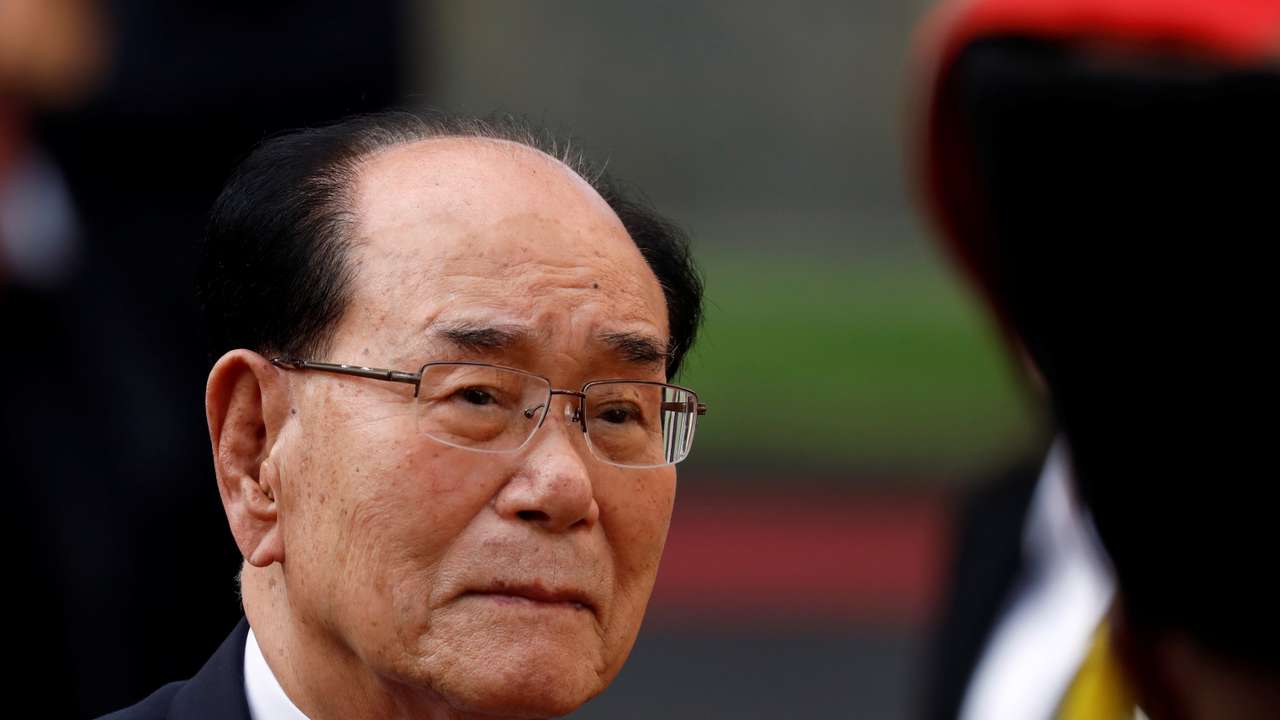 North Korea's President of the Supreme People's Assembly Kim Yong Nam arrives at Miraflores Palace to have a meeting with Venezuela's President Nicolas Maduro in Caracas