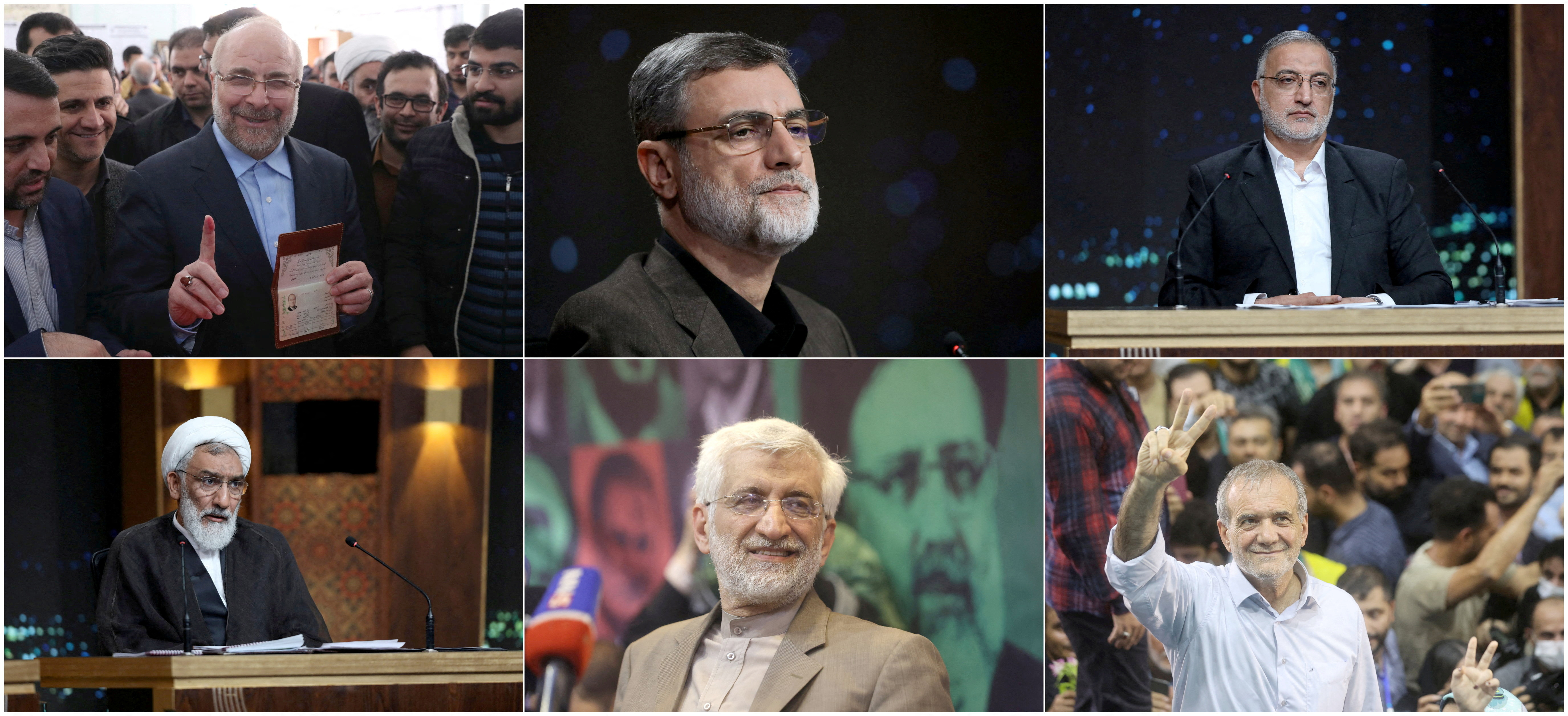 FILE PHOTO: Combination picture shows Iranian presidential candidates in Tehran