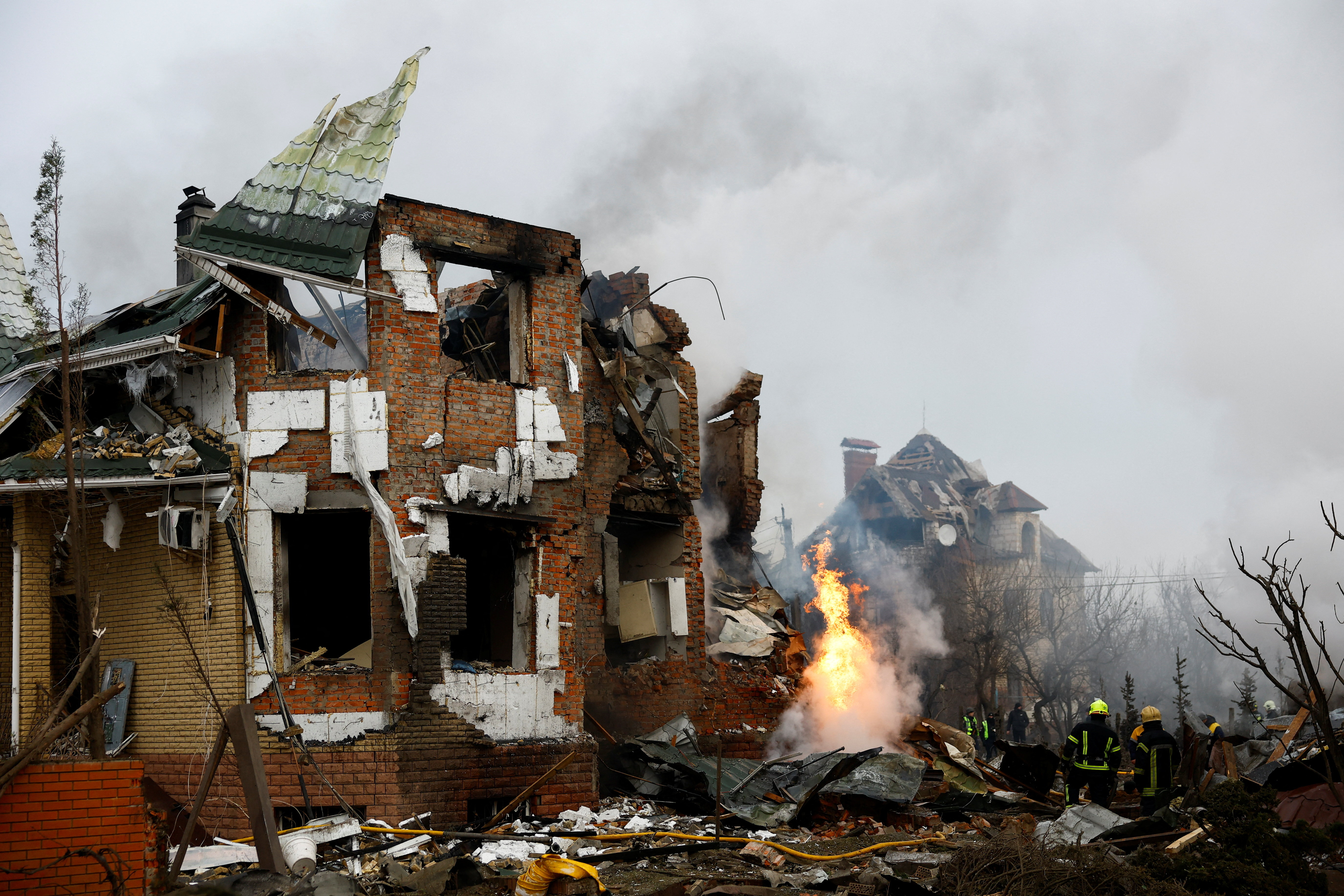 Aftermath of Russian drone and missile strikes in Kyiv