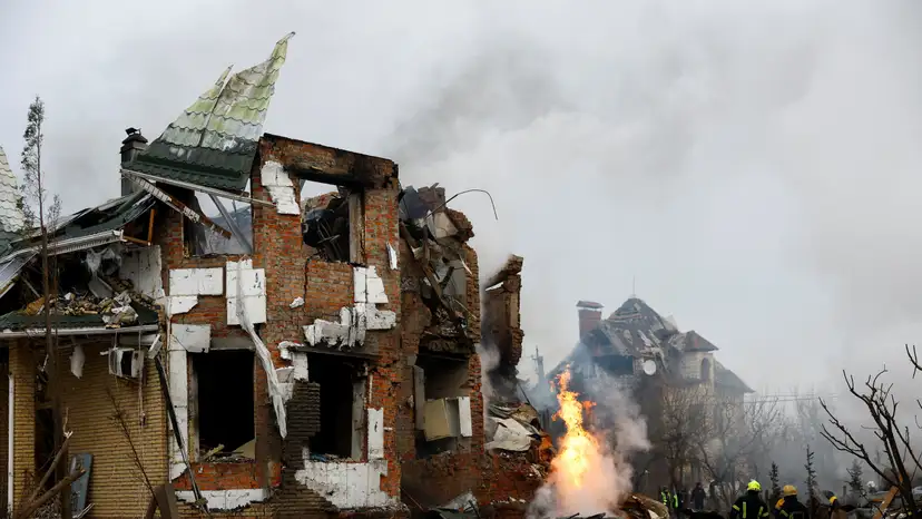 Aftermath of Russian drone and missile strikes in Kyiv