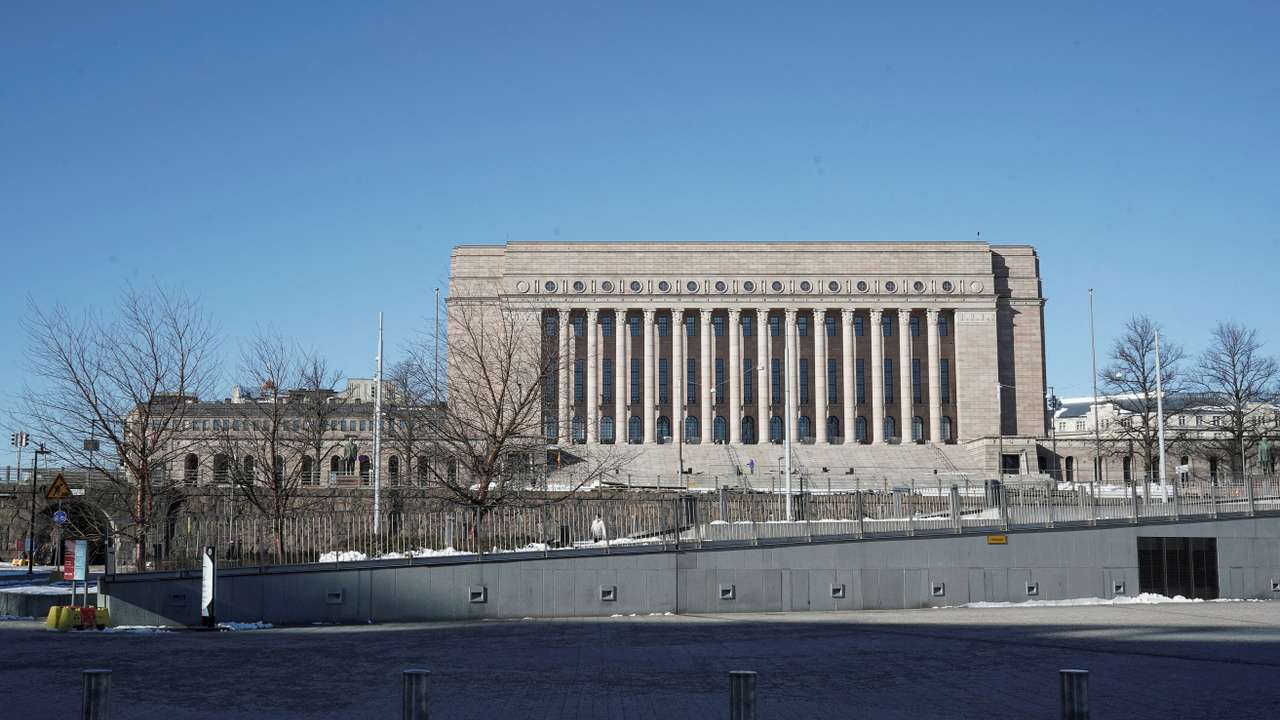 FILE PHOTO: A general view of the Parliament House in Helsinki