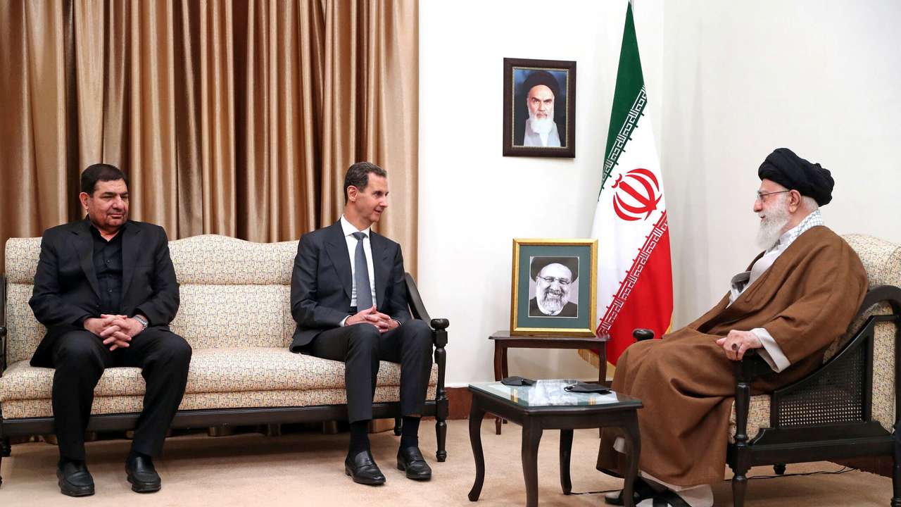 Iran's Supreme Leader Ayatollah Ali Khamenei meets with Syrian President Bashar al-Assad, in Tehran