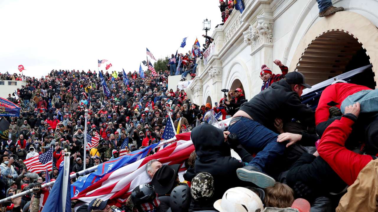 FILE PHOTO: Supporters of U.S. President Donald Trump gather in Washington