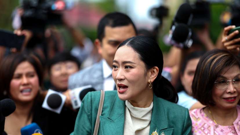 Thailand's Prime Minister Paetongtarn Shinawatra leaves after a cabinet meeting at the Government House, in Bangkok