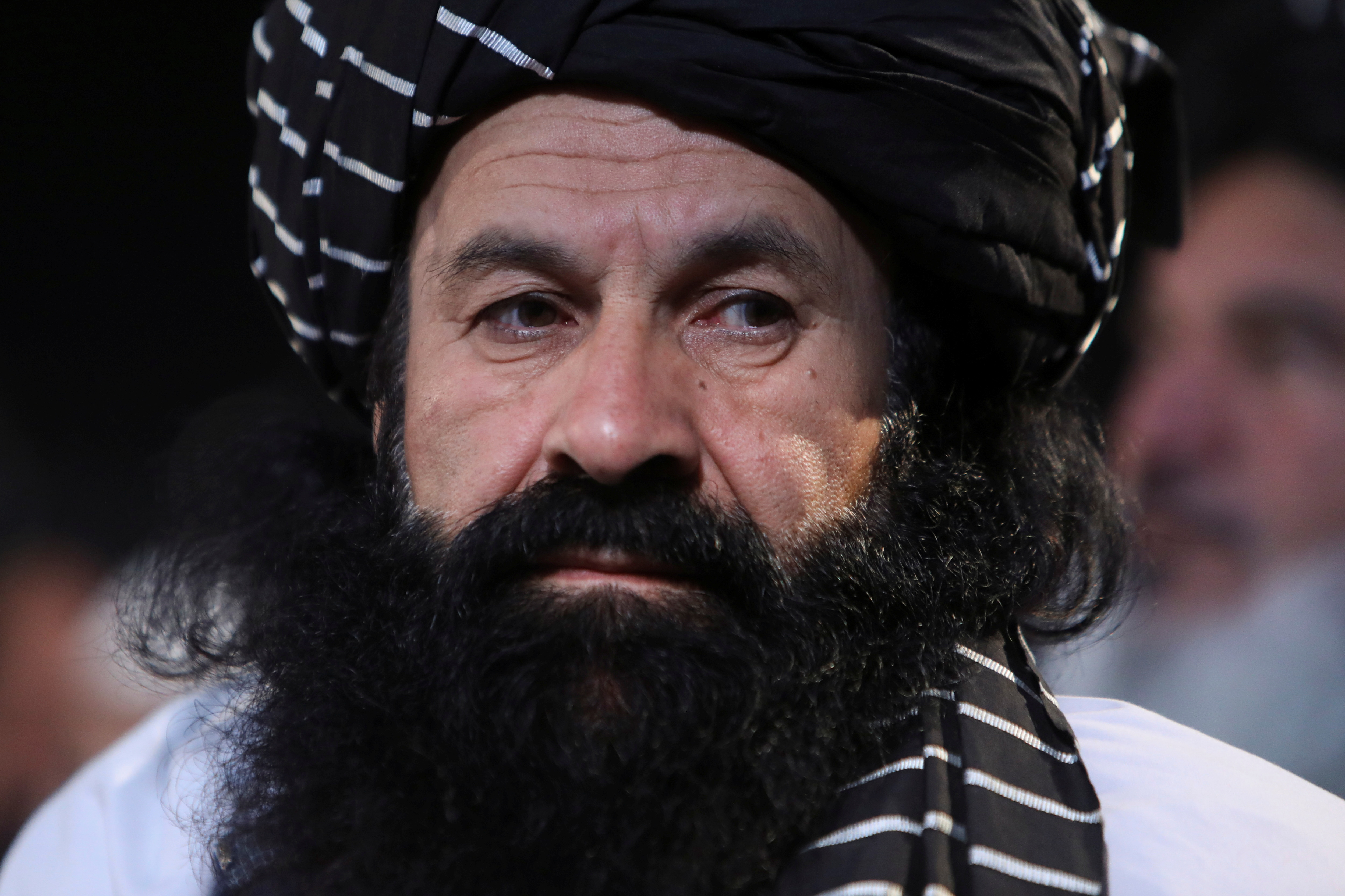 Afghan Taliban's Refugee & Repatriation Minister Haji Khalil ur Rahman Haqqani attends the death anniversary of Mullah Mohammad Omar, the late leader and founder of Taliban, in Kabul