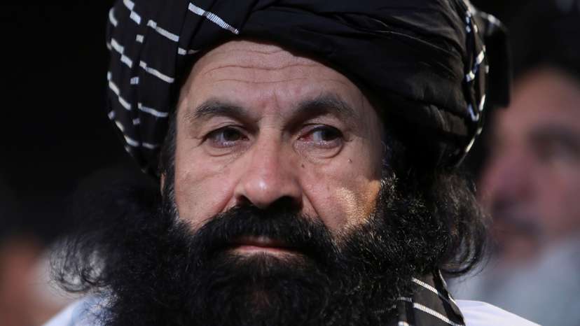 Afghan Taliban's Refugee & Repatriation Minister Haji Khalil ur Rahman Haqqani attends the death anniversary of Mullah Mohammad Omar, the late leader and founder of Taliban, in Kabul