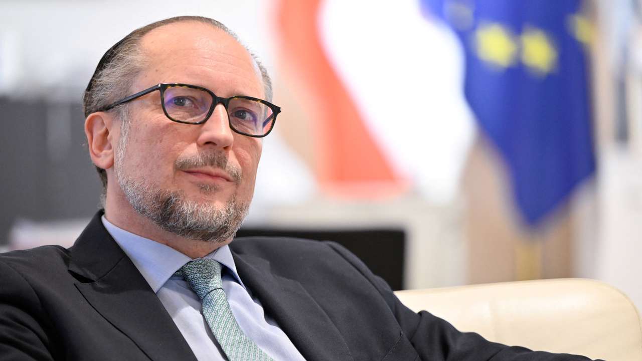 Austria's foreign minister Alexander Schallenberg attends an interview with Reuters in Vienna