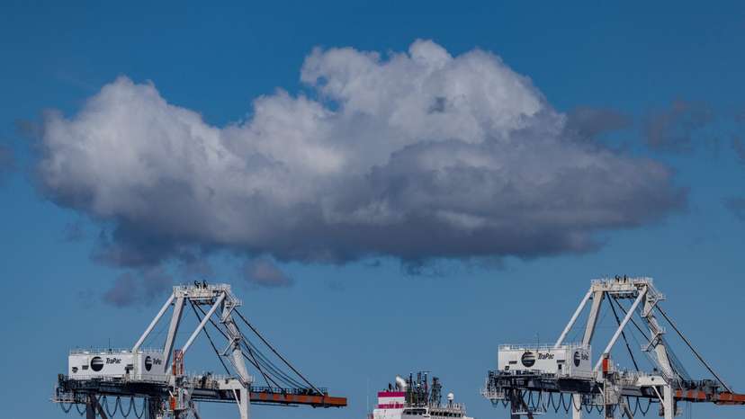 Cargo ship at the port of Oakland, California