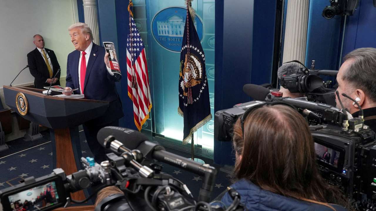 Press briefing on the one-year mark into U.S. President Donald Trump's second term in office, in Washington