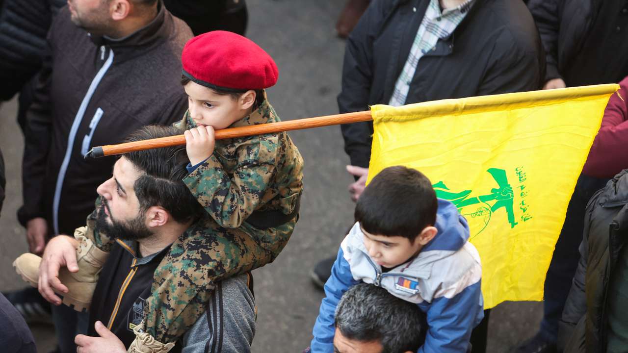 Funeral of Hezbollah member Mohammed Hassan Jaafar Makke, in Beirut's southern suburbs