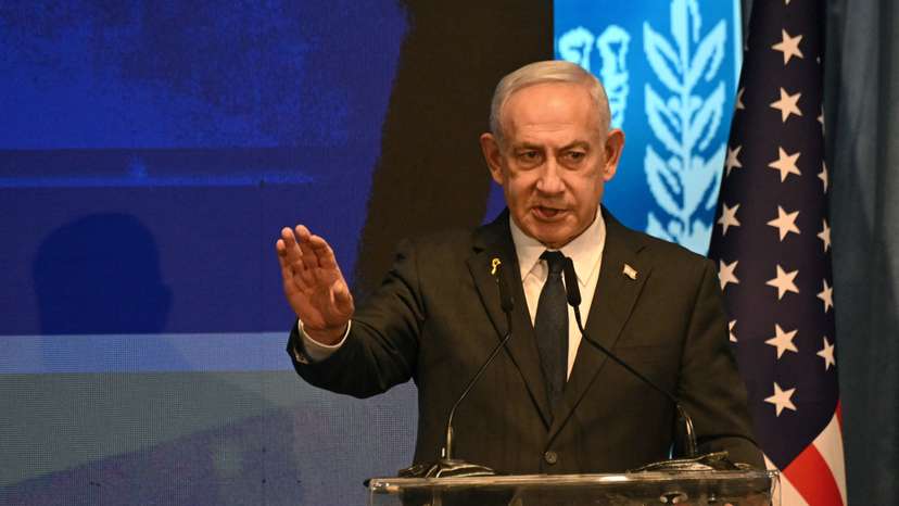 Israeli PM Netanyahu speaks to American legislators, in Jerusalem