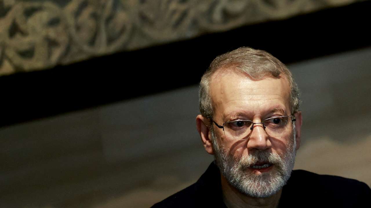 FILE PHOTO: Ali Larijani, former chairman of the parliament of Iran meets with Lebanese Parliament Speaker Nabih Berri in Beirut