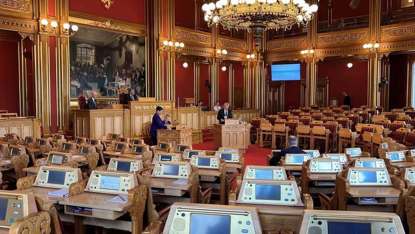 Norwegian Finance Minister Jens Stoltenberg in the Parliament in Oslo