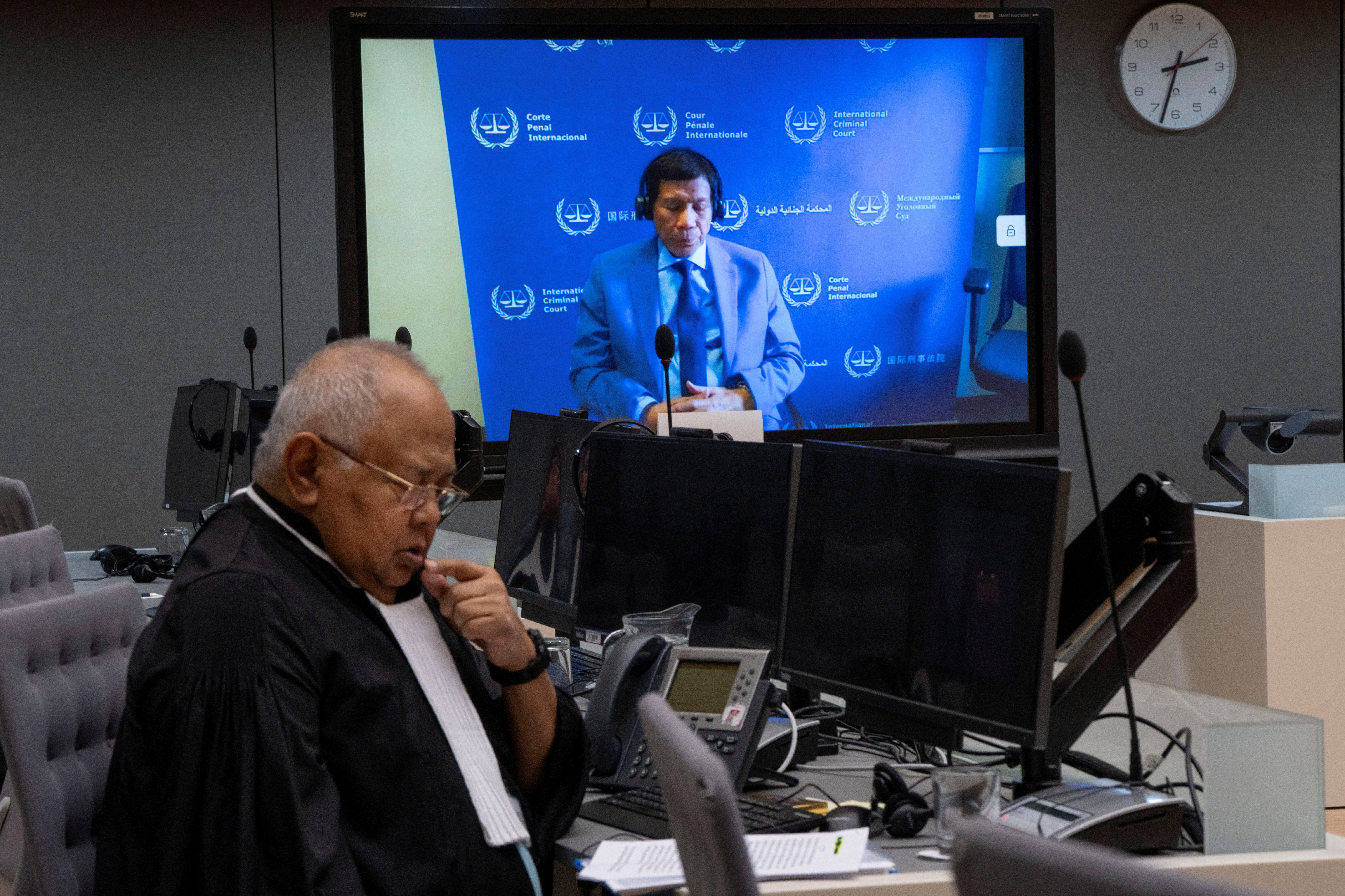FILE PHOTO: Former Philippine President Duterte makes his first appearance at the International Criminal Court