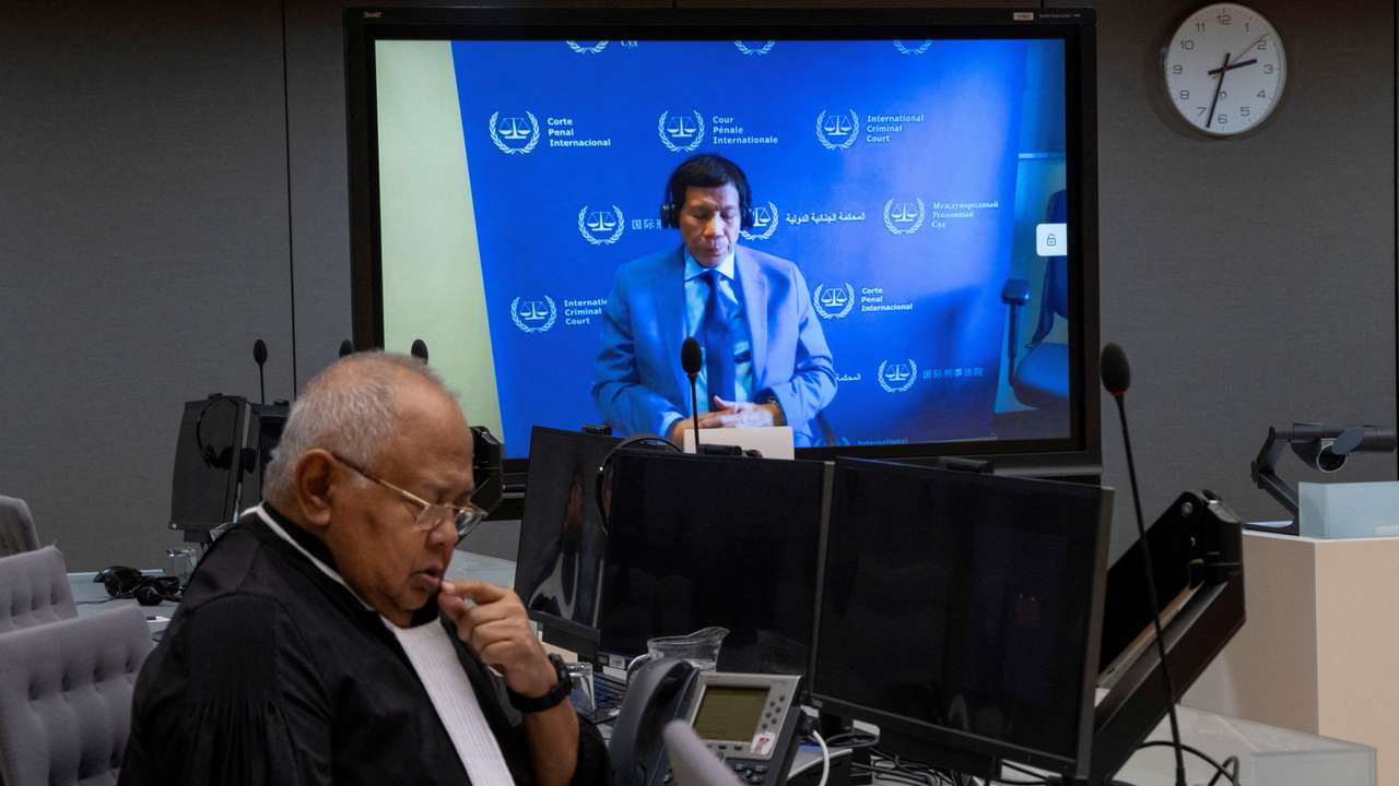 FILE PHOTO: Former Philippine President Duterte makes his first appearance at the International Criminal Court