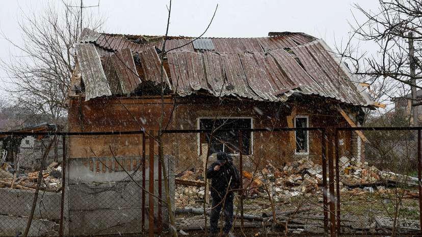 Aftermath of a Russian drone strike in Kyiv