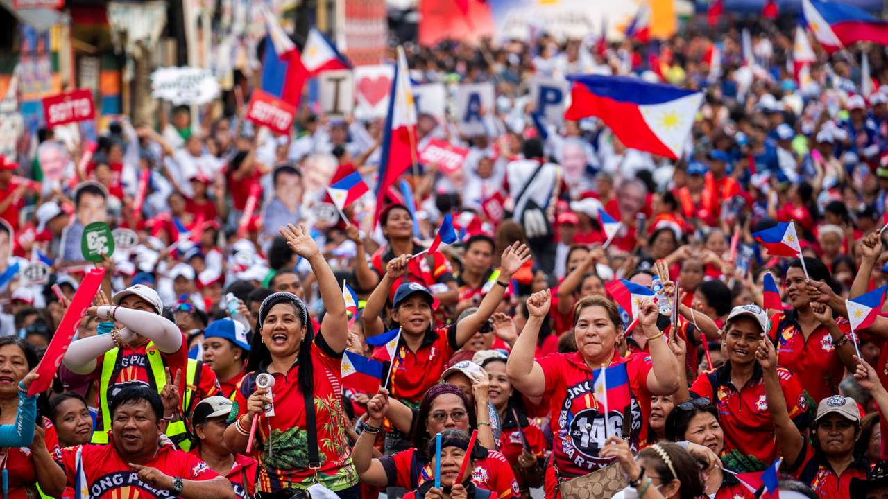 Philippine President Ferdinand Marcos Jr attends a campaign rally in Mandaluyong