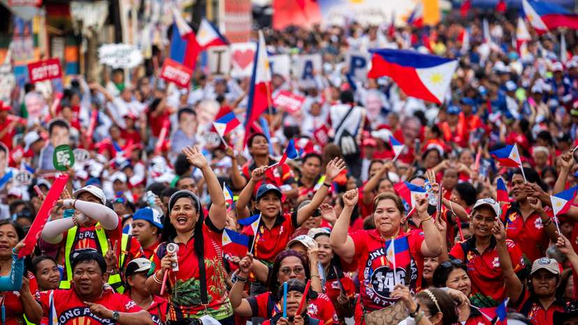 Philippine President Ferdinand Marcos Jr attends a campaign rally in Mandaluyong