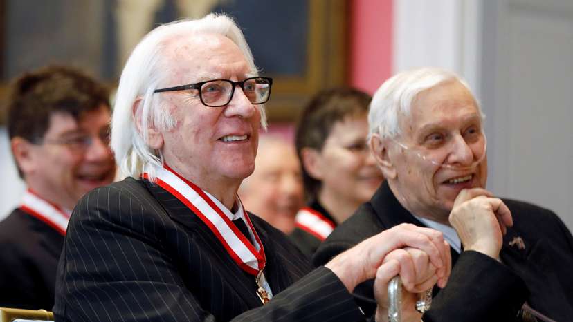 Actor Sutherland smiles after being promoted to rank of Companion in Order of Canada in Ottawa