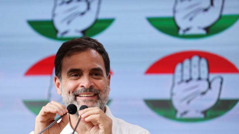 Rahul Gandhi, a senior leader of India's main opposition Congress party, holds a press conference, in New Delhi