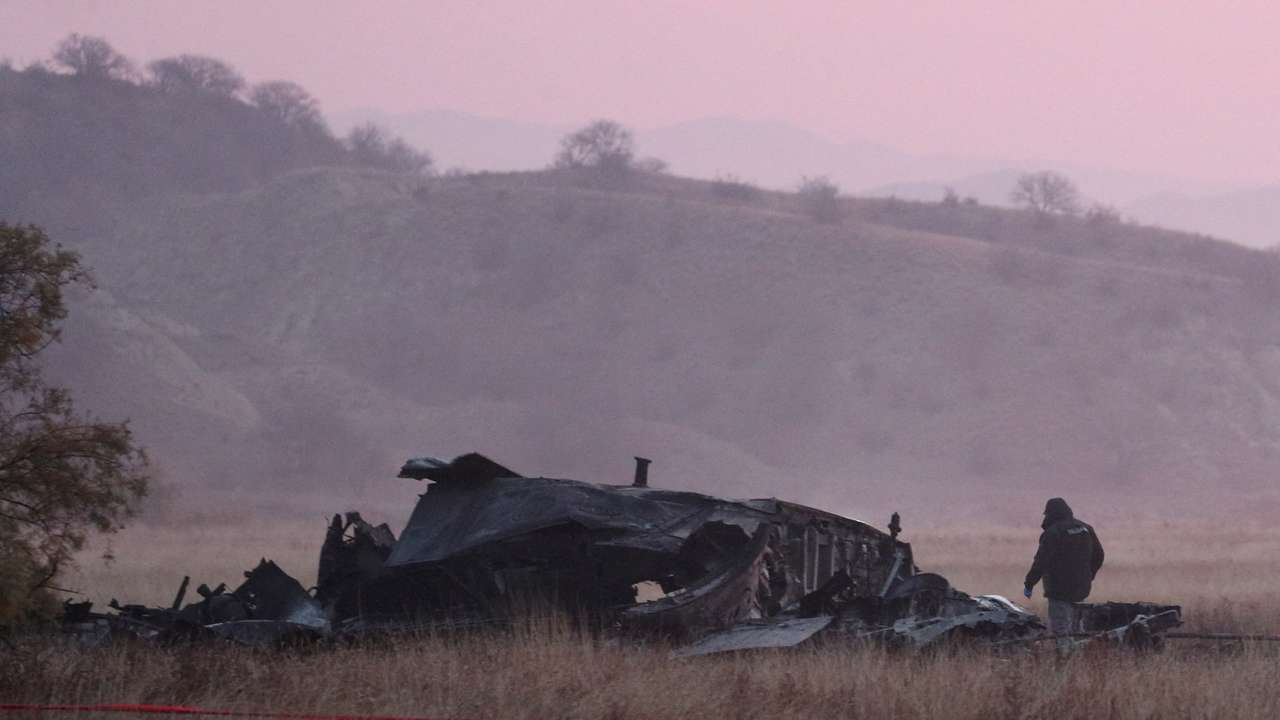 Aftermath of Turkish military plane crash in Georgia