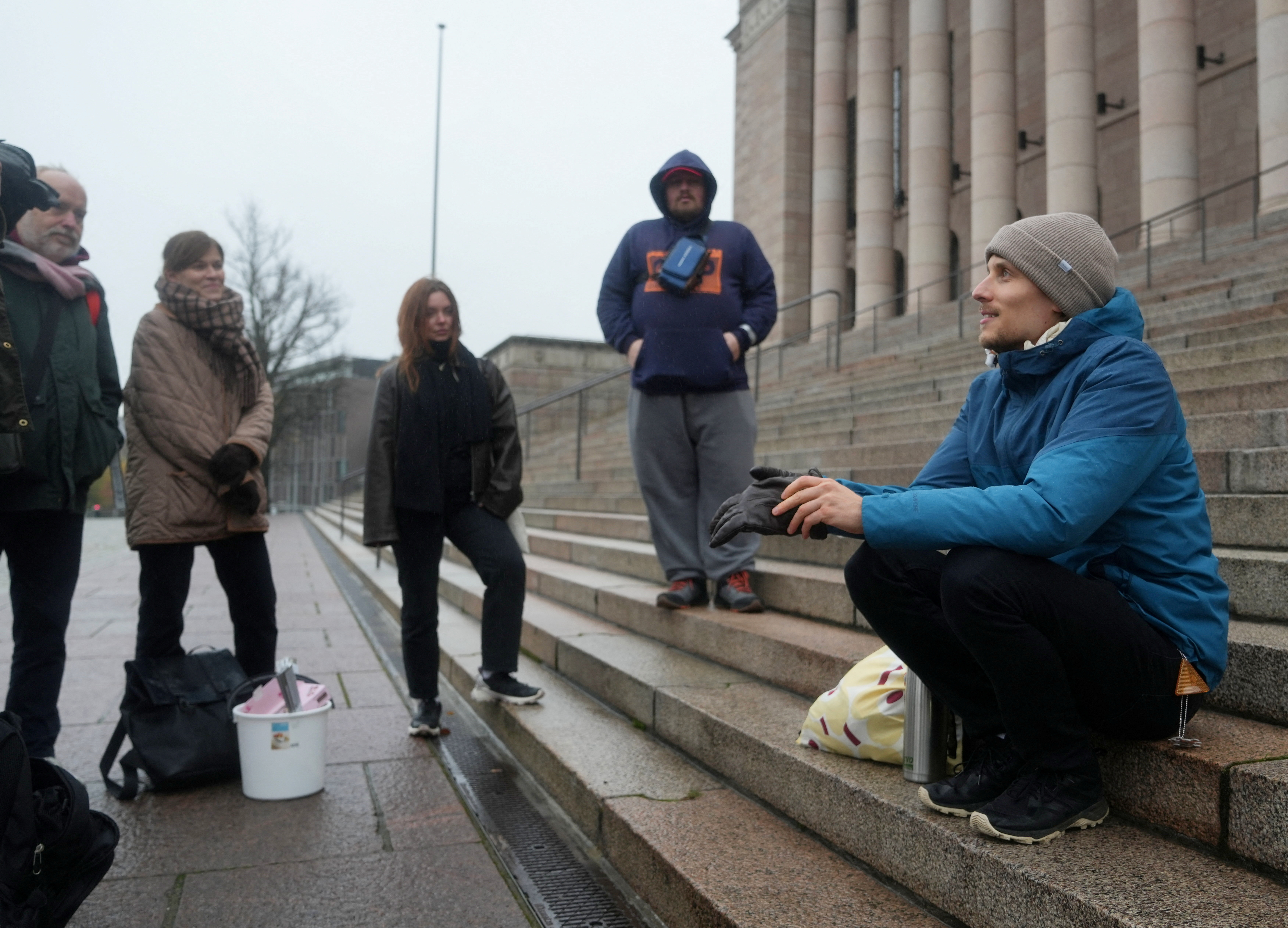 Juho-Pekka Palomaa during a protest to mark 1000 days of unemployment in Helsinki