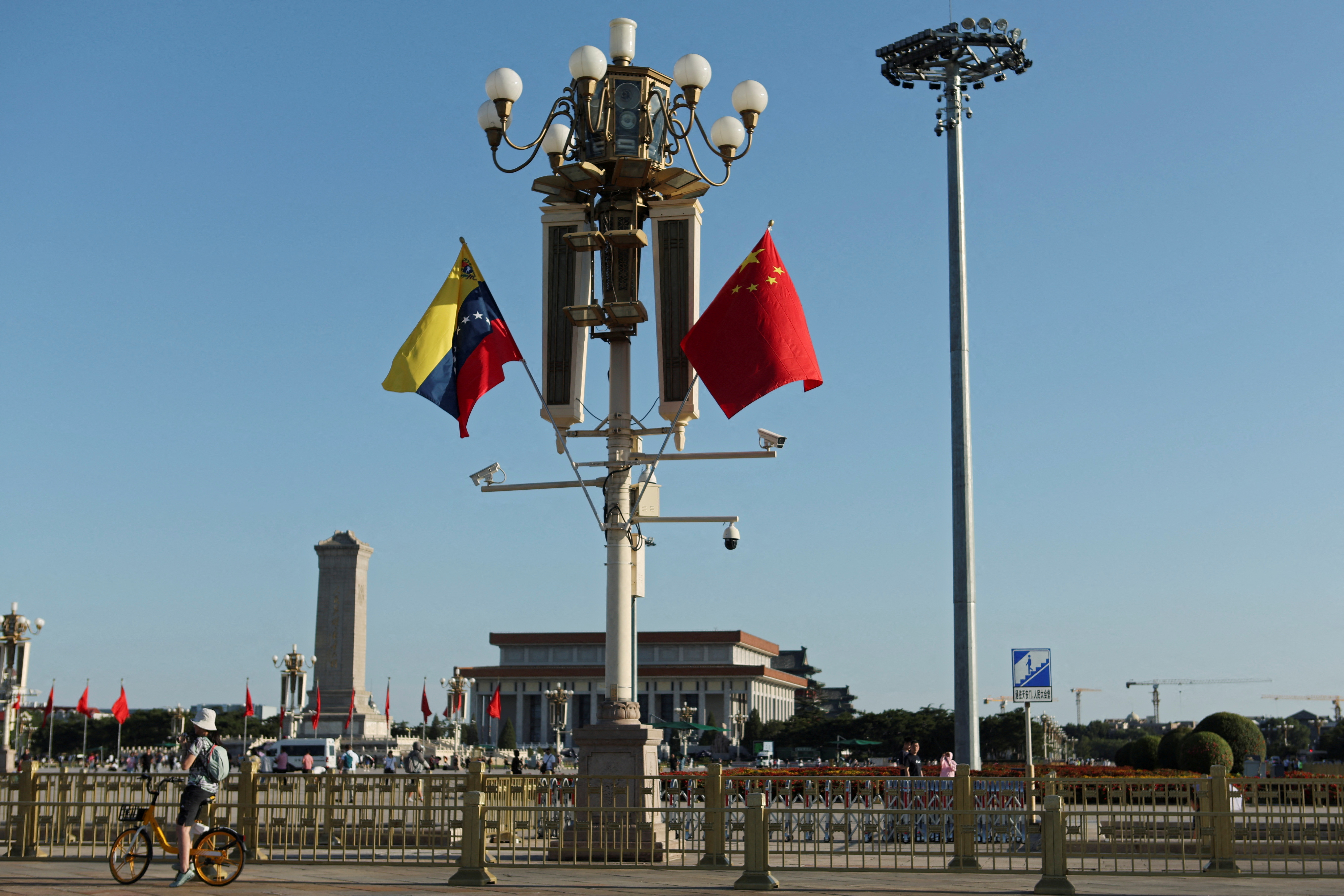FILE PHOTO: Flags of Venezuela and China in Beijing