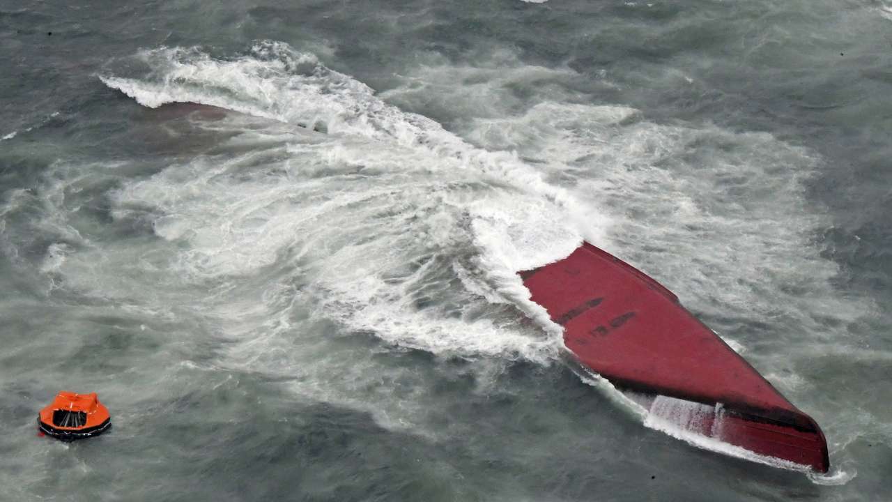 Keoyoung Sun, a South Korean-flagged chemical tanker, is capsized off the coast of Yamaguchi prefecture in western Japan