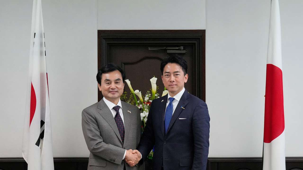 Japan's Defense Minister Shinjiro Koizumi meets South Korea's Defense Minister Ahn Gyu-back in Yokosuka