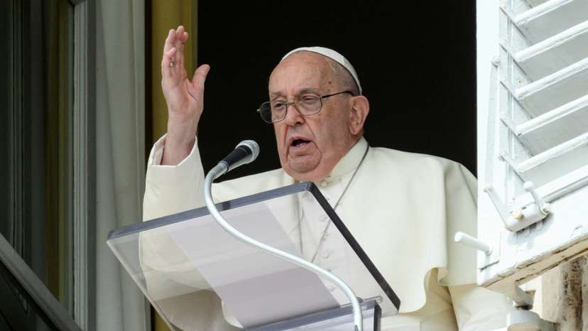Pope Francis leads Angelus prayer from his window at the Vatican