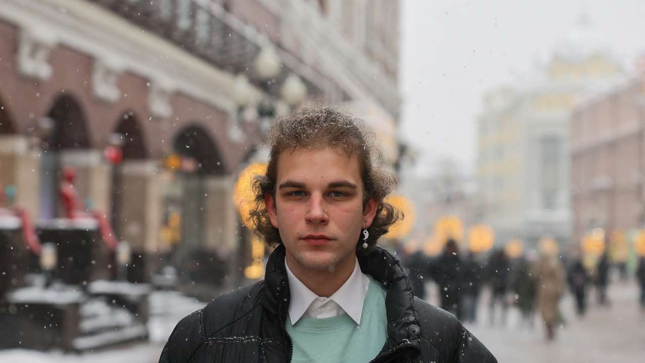 Egor Lvov, a university student and political activist, poses for a picture in Moscow