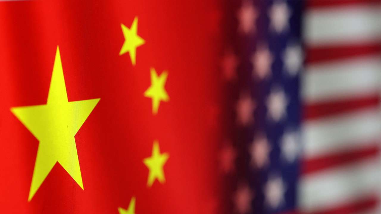 FILE PHOTO: Illustration shows U.S. and Chinese flags