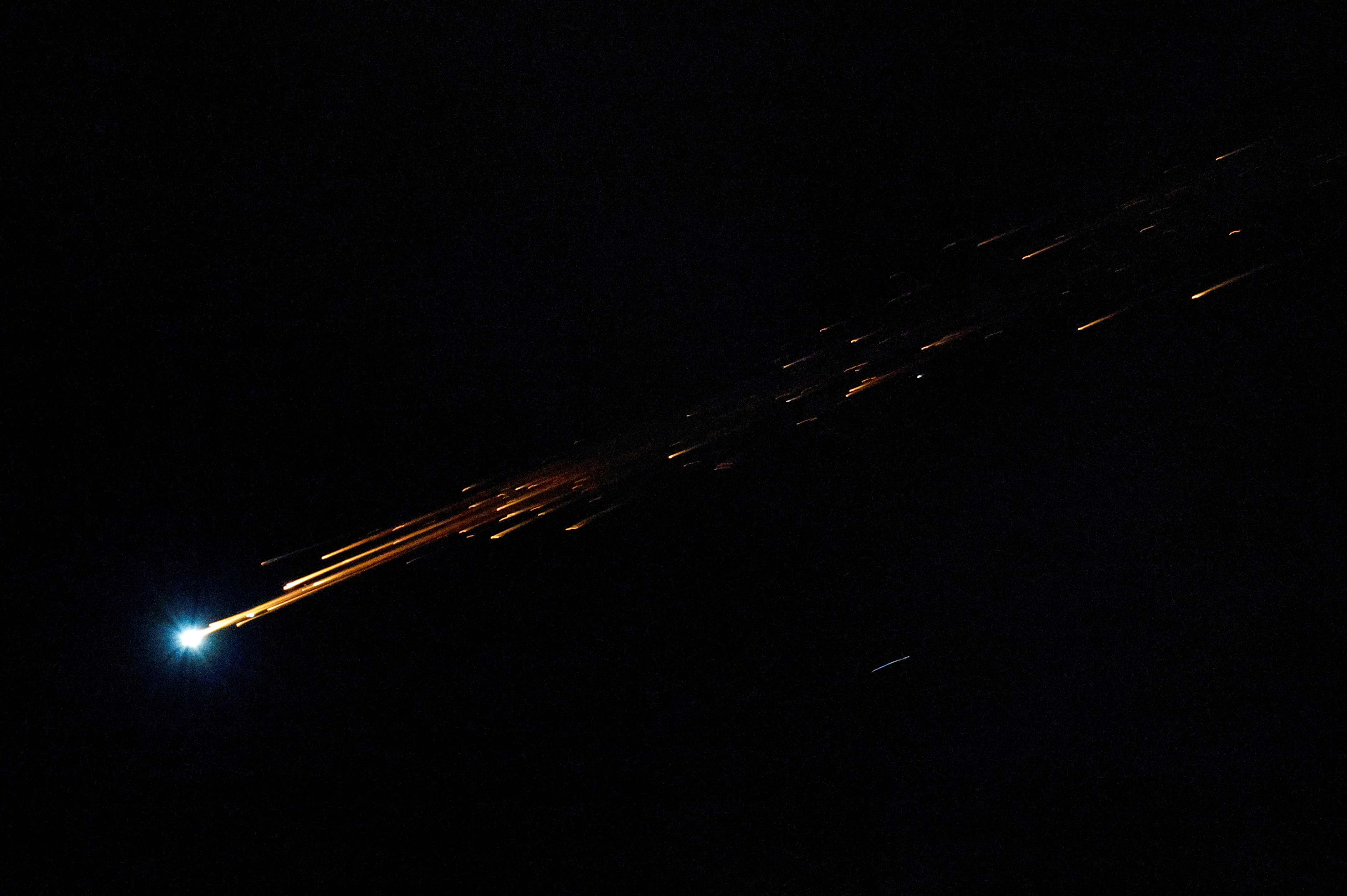 The interception of a missile, that the Israeli military said to have been fired from Yemen, is seen from the city of Ashkelon