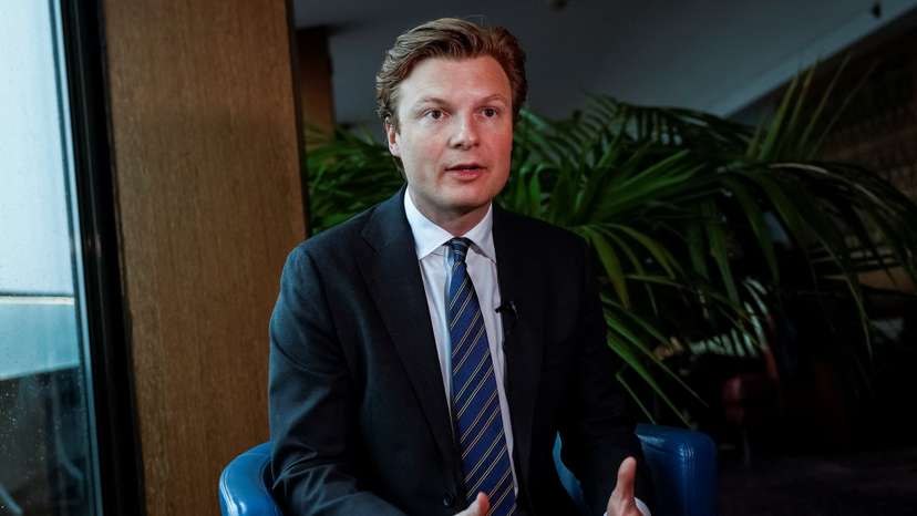 Dutch Defence Minister Brekelmans speaks during an interview in Kyiv