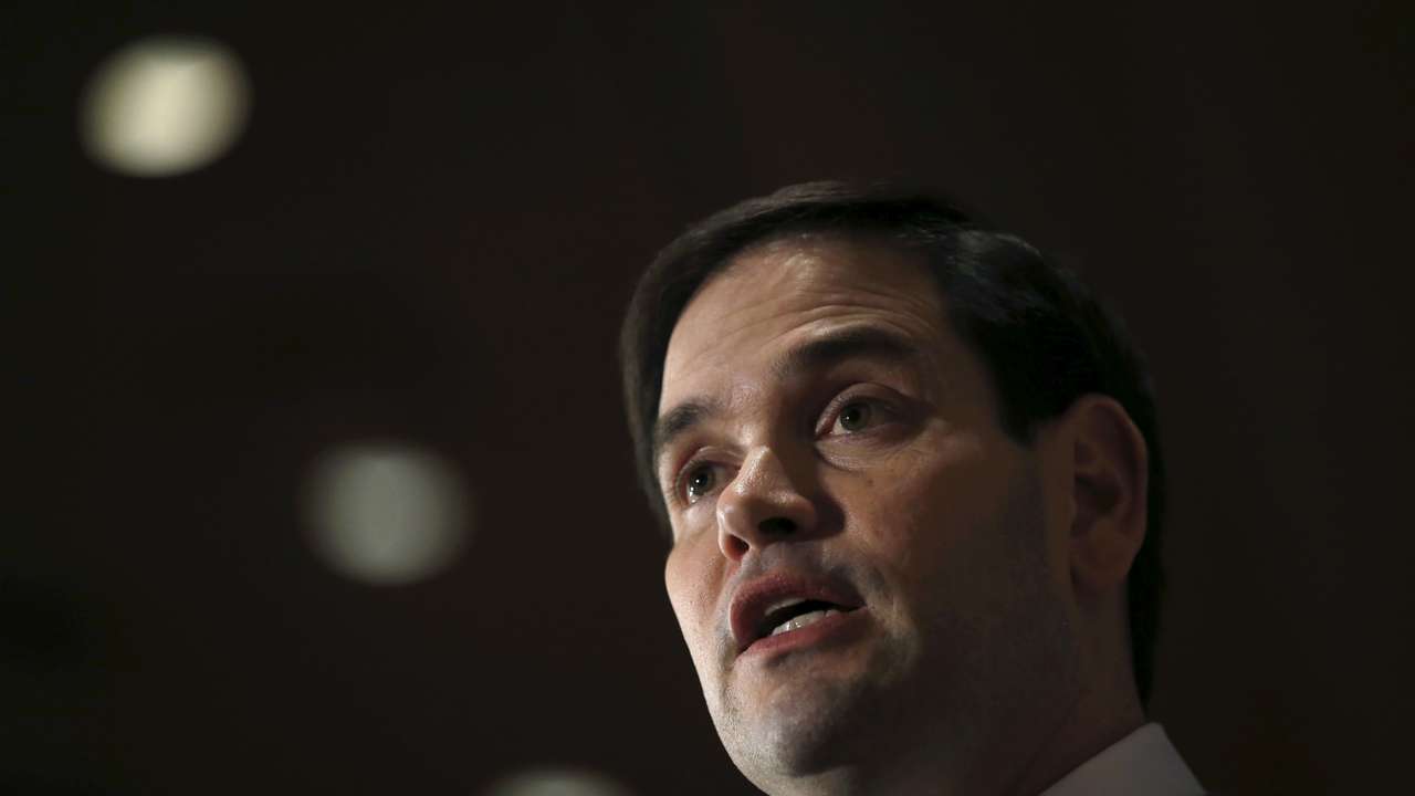 FILE PHOTO: Rubio speaks at a campaign event in Coralville