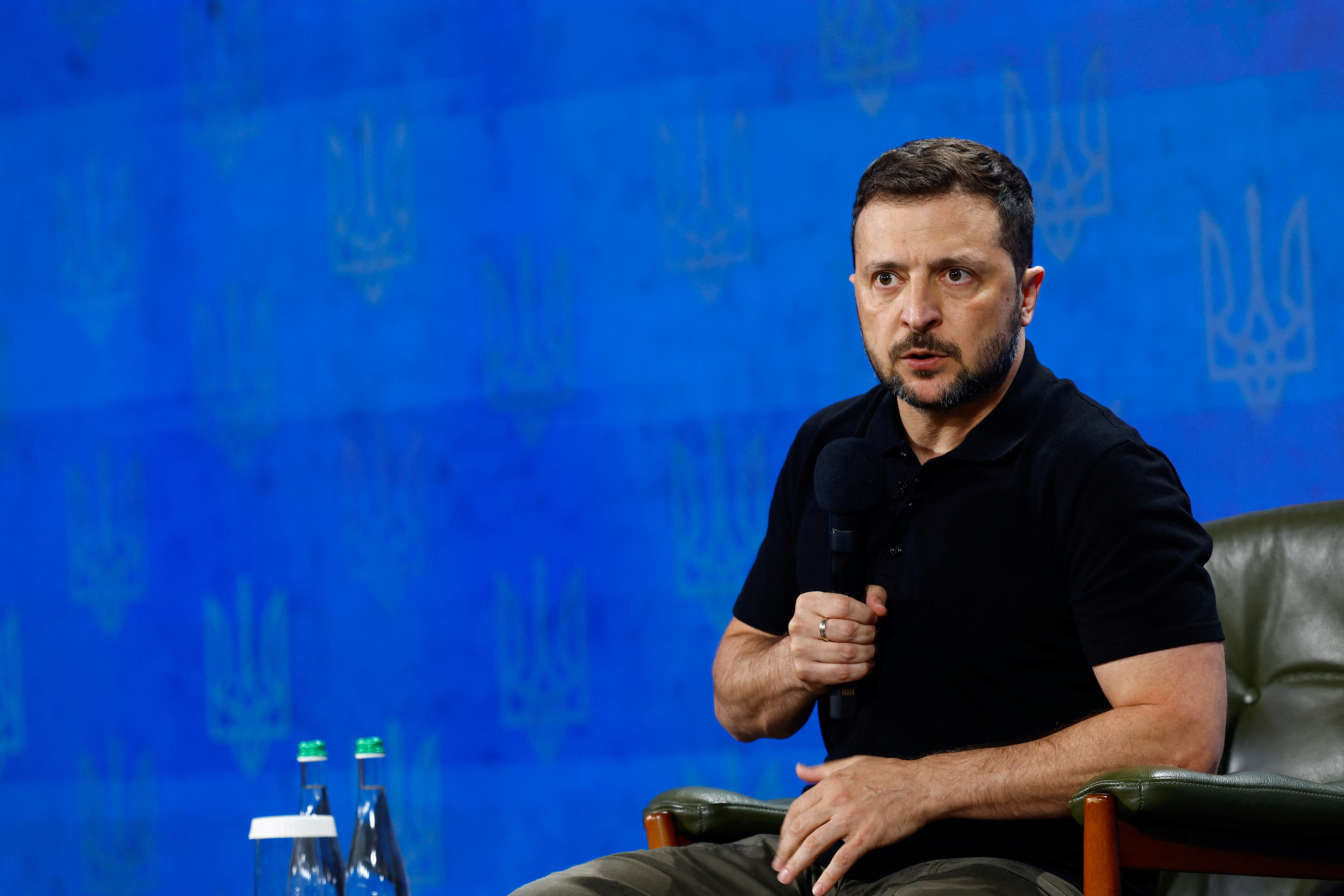 Ukraine's President Zelenskiy holds a press conference, in Kyiv