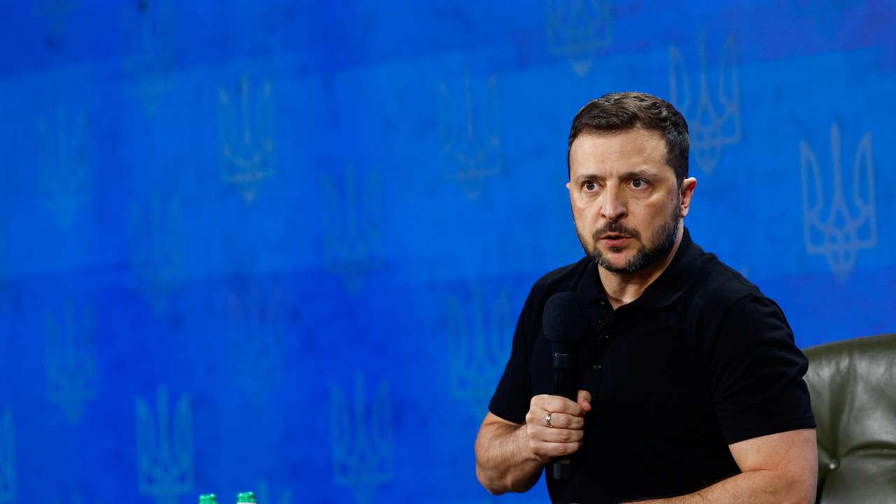 Ukraine's President Zelenskiy holds a press conference, in Kyiv