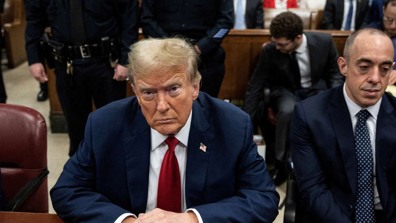 FILE PHOTO: Former U.S. President Trump's criminal trial on charges of falsifying business records continues in New York
