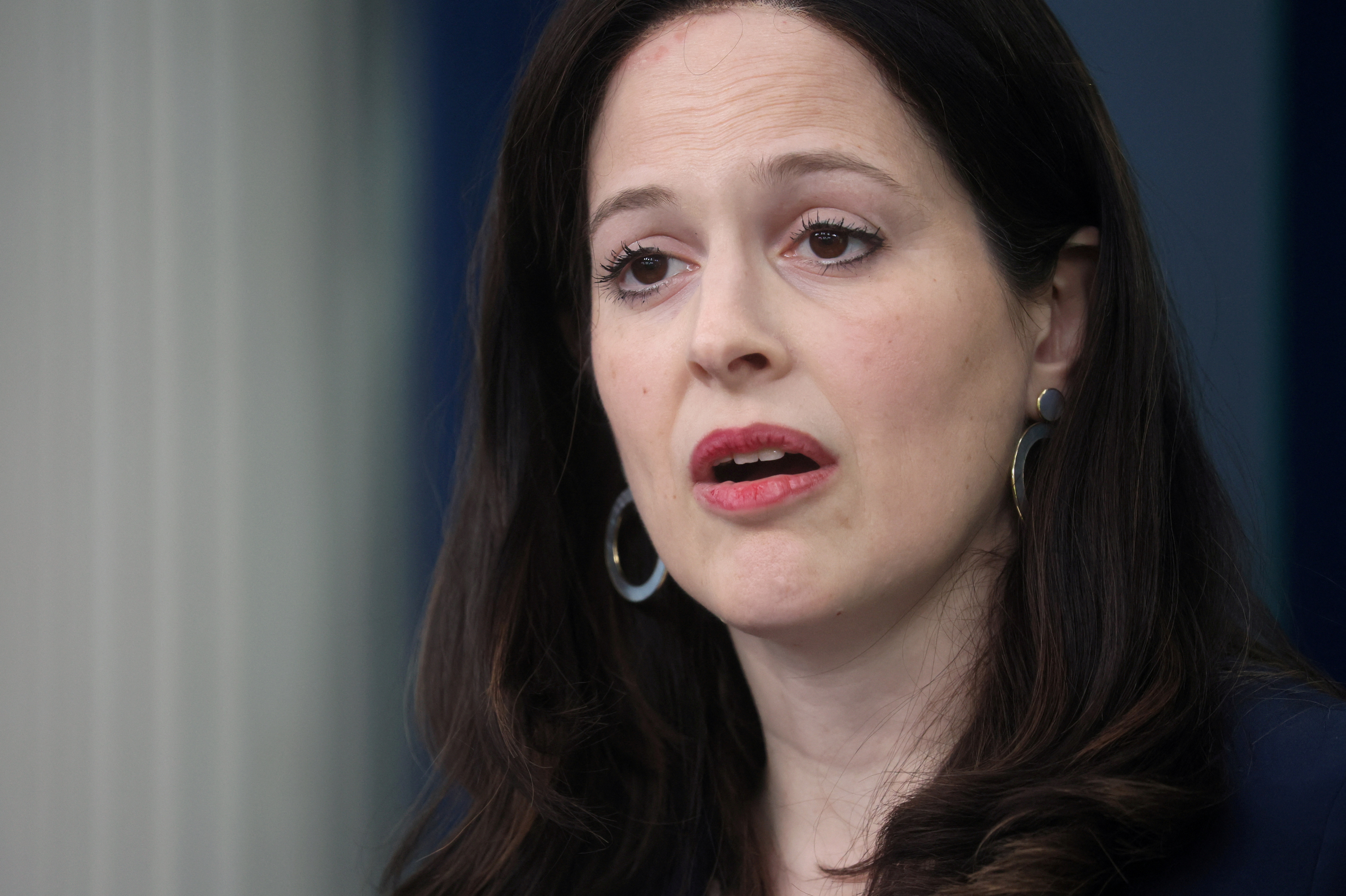 FILE PHOTO: Anne Neuberger, the U.S. deputy national security advisor for cyber and emerging technology, speaks at a press briefing, in Washington