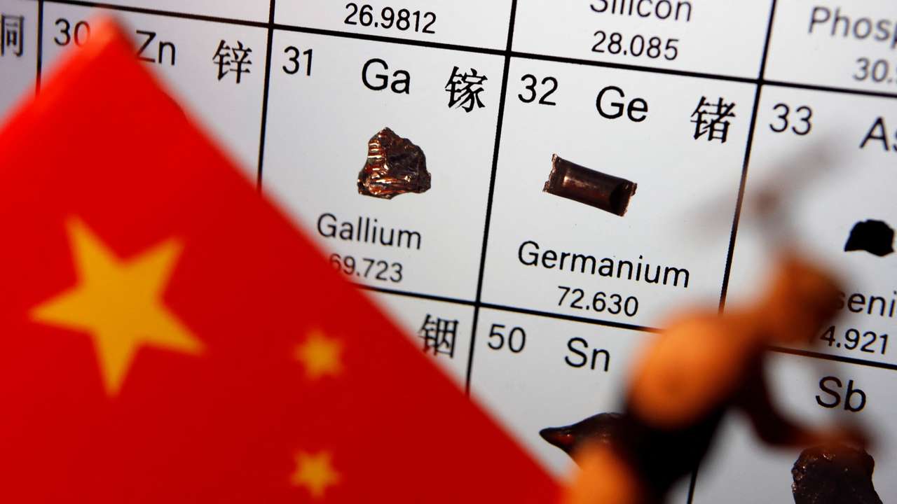 Illustration picture of Gallium and Germanium with Chinese flag