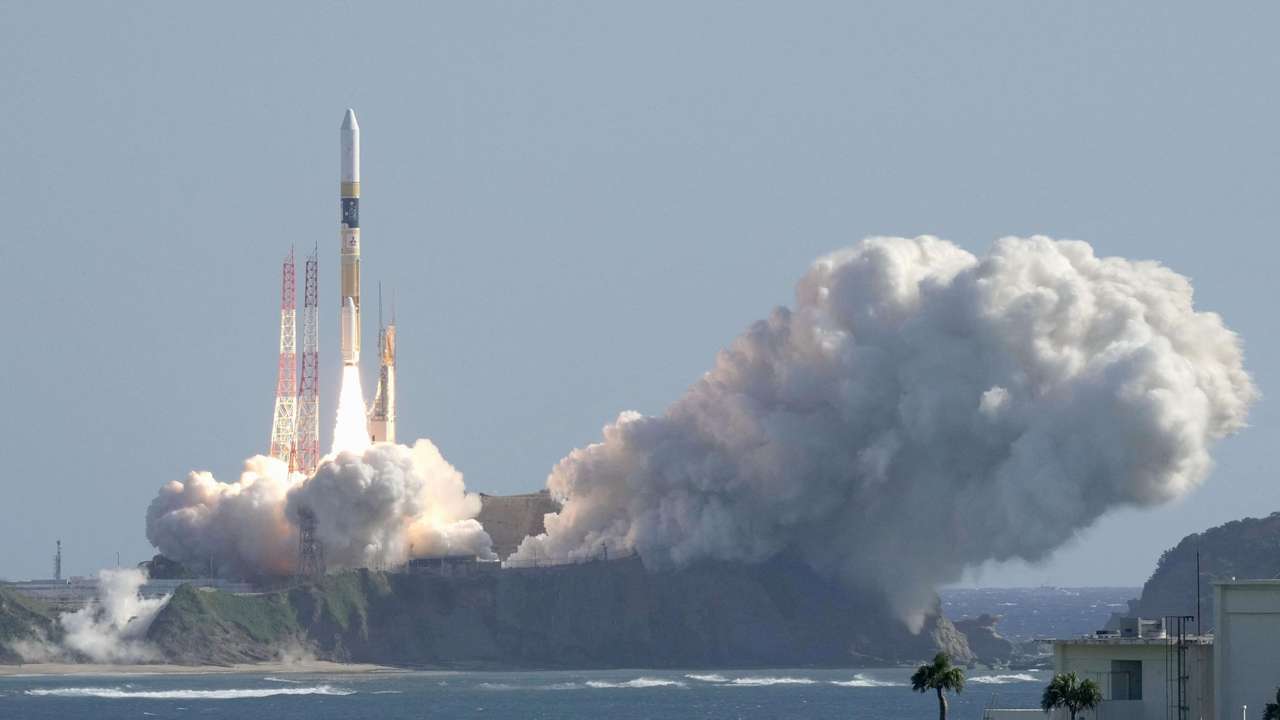 FILE PHOTO: H-IIA rocket carrying the national space agency's moon lander is launched at Tanegashima Space Center on the southwestern island of Tanegashima