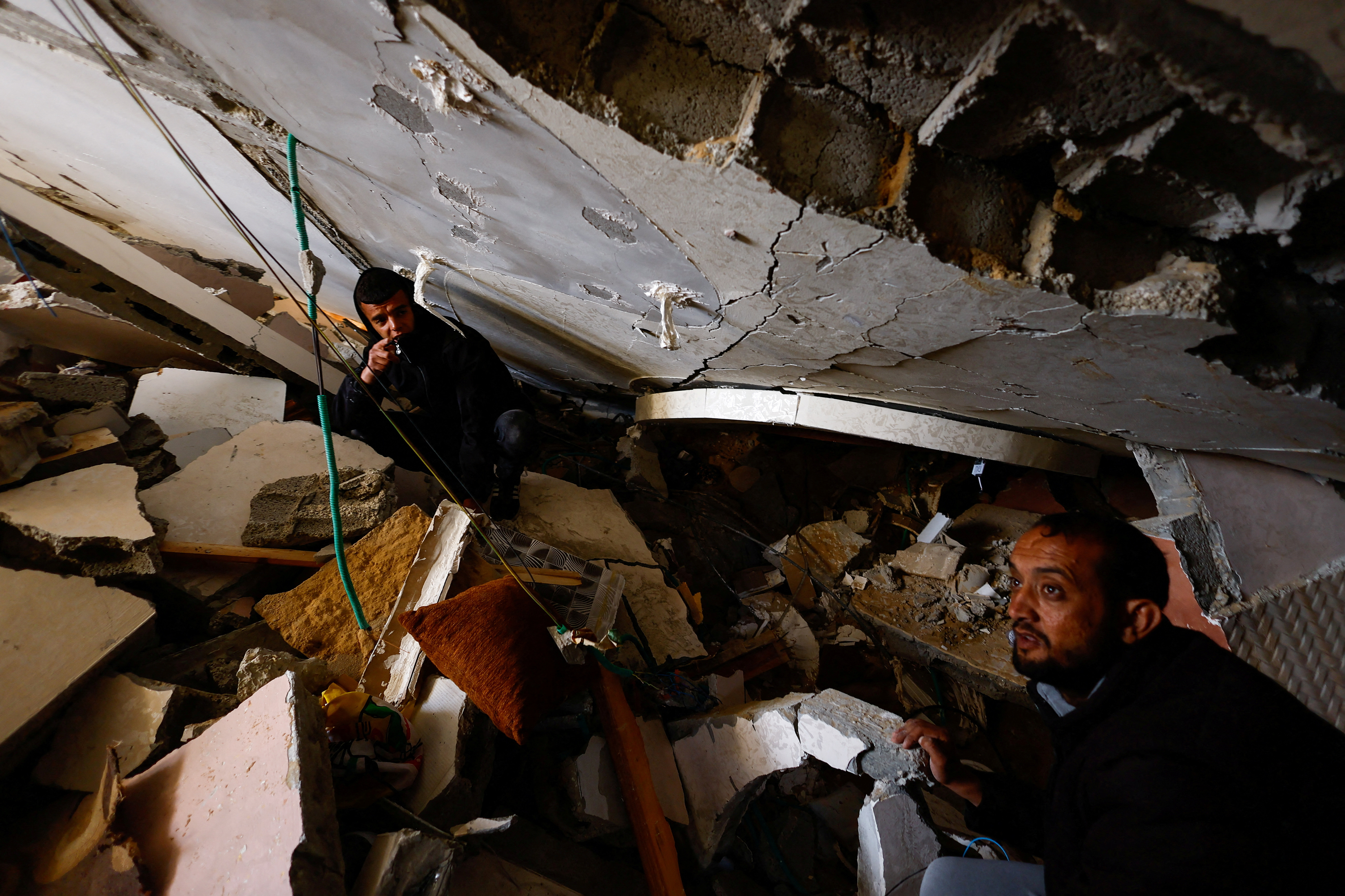 Aftermath of an Israeli airstrike, in Rafah in the southern Gaza Strip