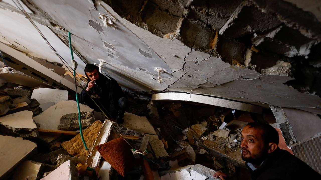 Aftermath of an Israeli airstrike, in Rafah in the southern Gaza Strip