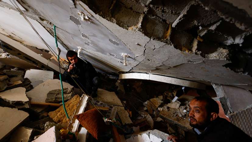 Aftermath of an Israeli airstrike, in Rafah in the southern Gaza Strip