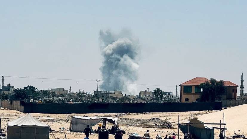 Smoke rises following Israeli strikes, in Rafah