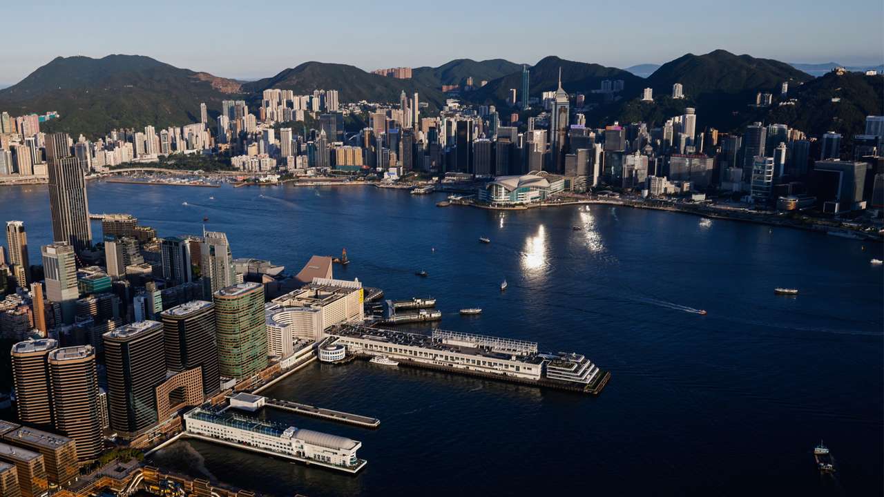 A general view of skyline buildings, in Hong Kong